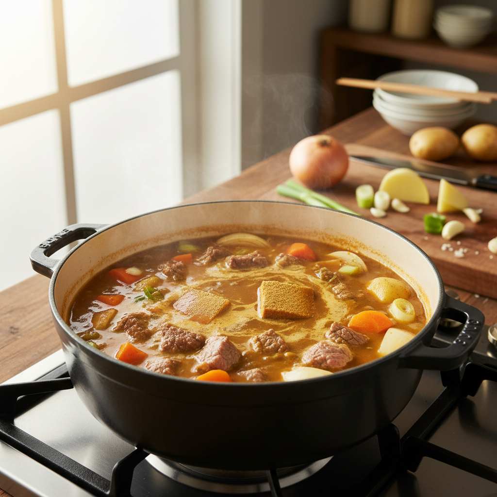 카레라이스 처음 볶거나 끓이기 시작한 이미지