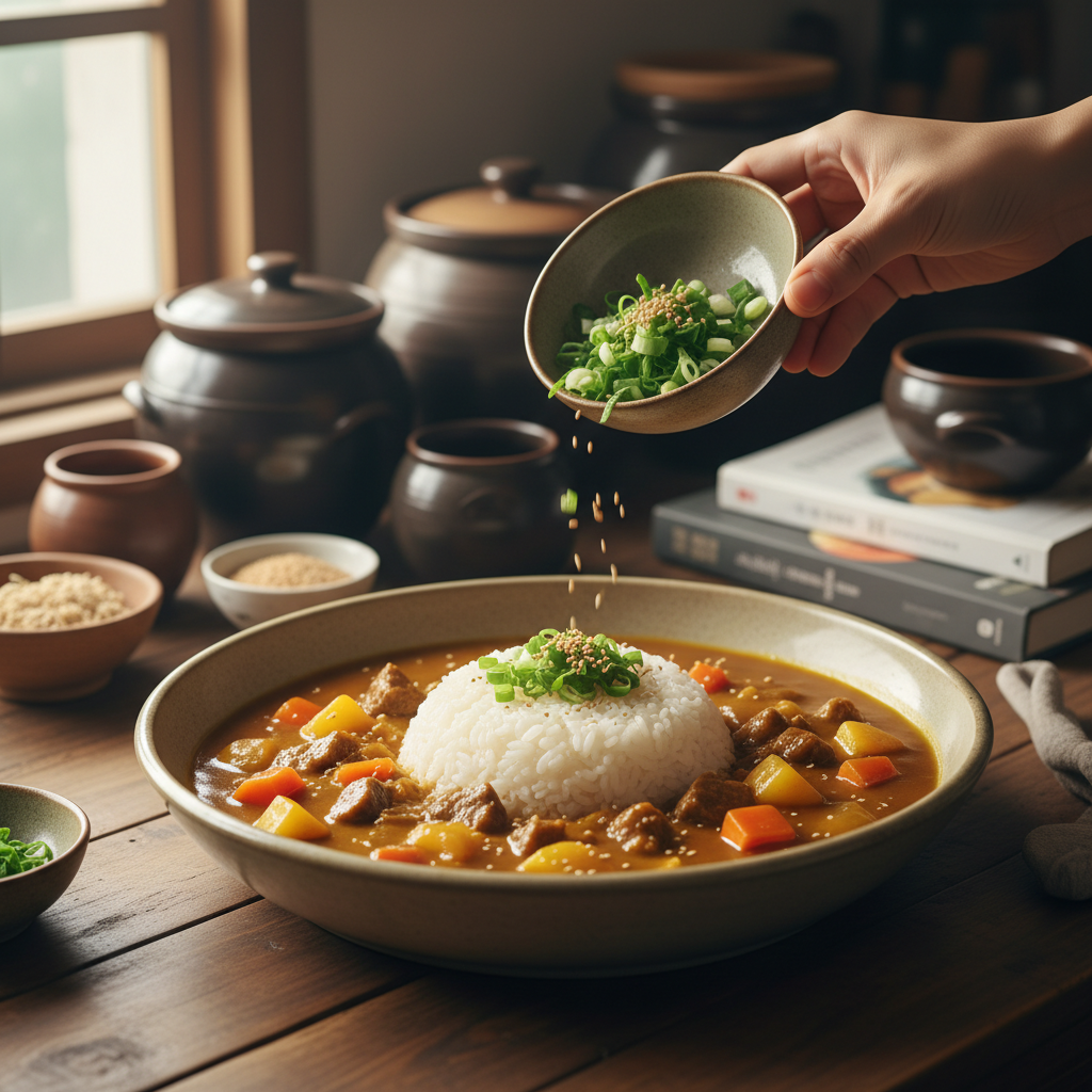 카레라이스 대파나 마지막 재료를 넣는 이미지