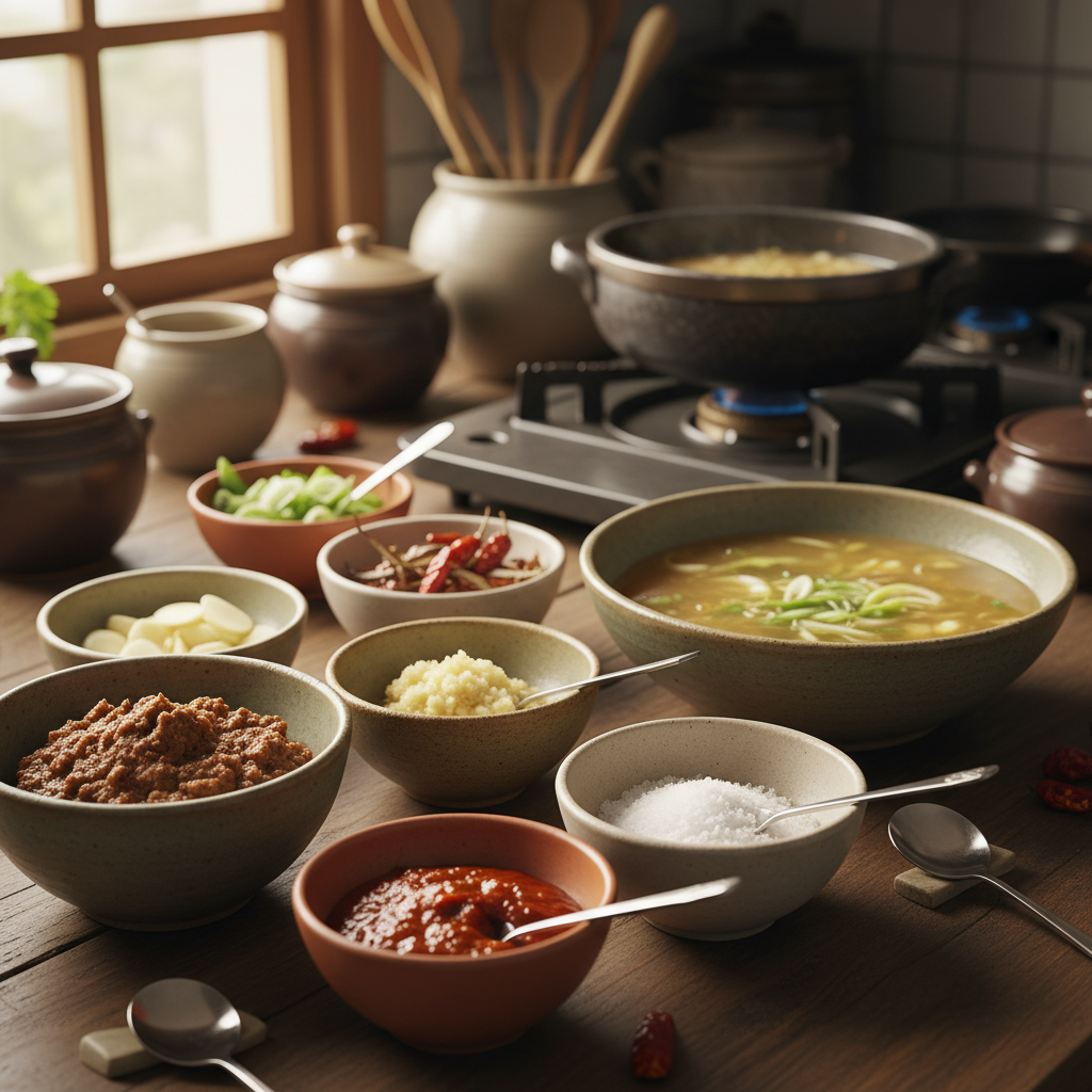 된장찌개 밥숟가락 기준 양념을 소분한 이미지