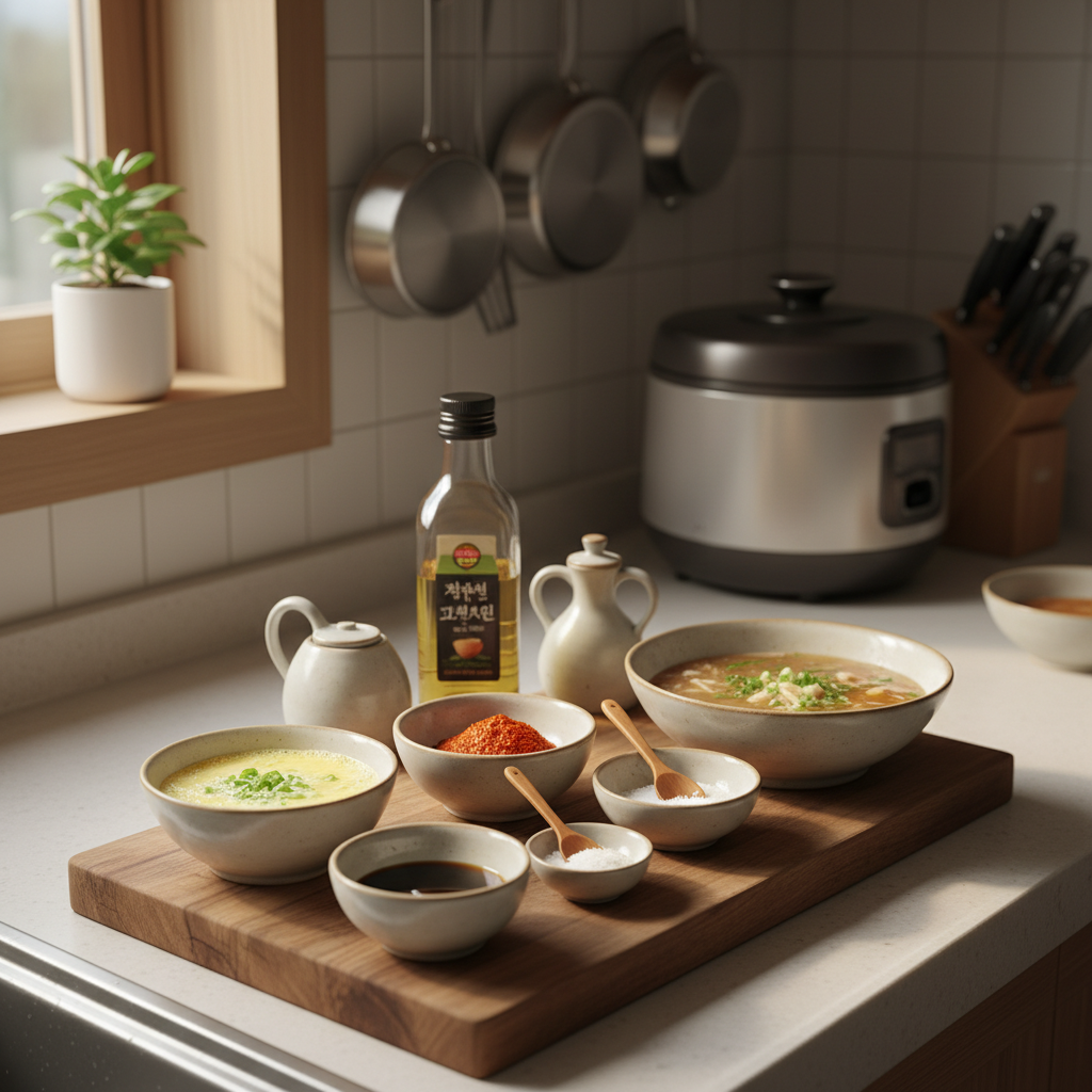 계란말이 밥숟가락 기준 양념을 소분한 이미지