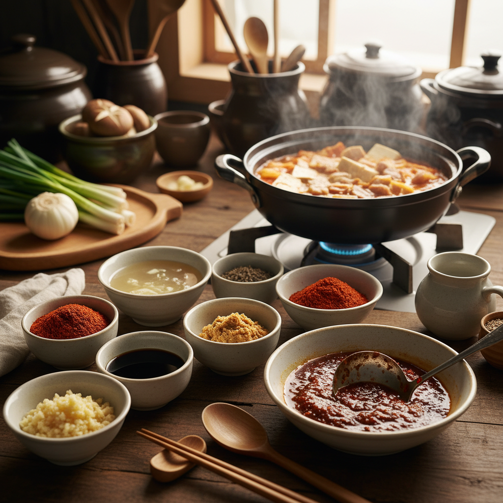 김치찌개 밥숟가락 기준 양념을 소분한 이미지