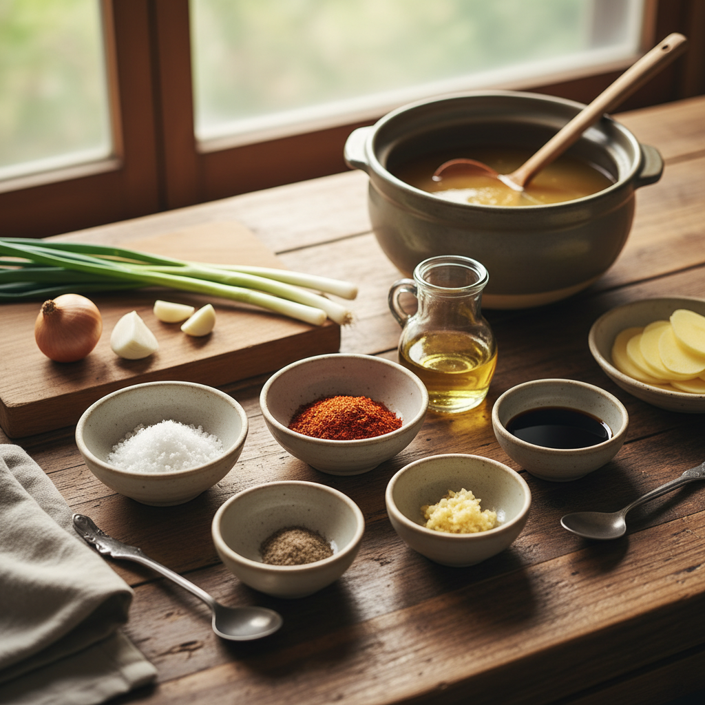 감자채볶음 밥숟가락 기준 양념을 소분한 이미지