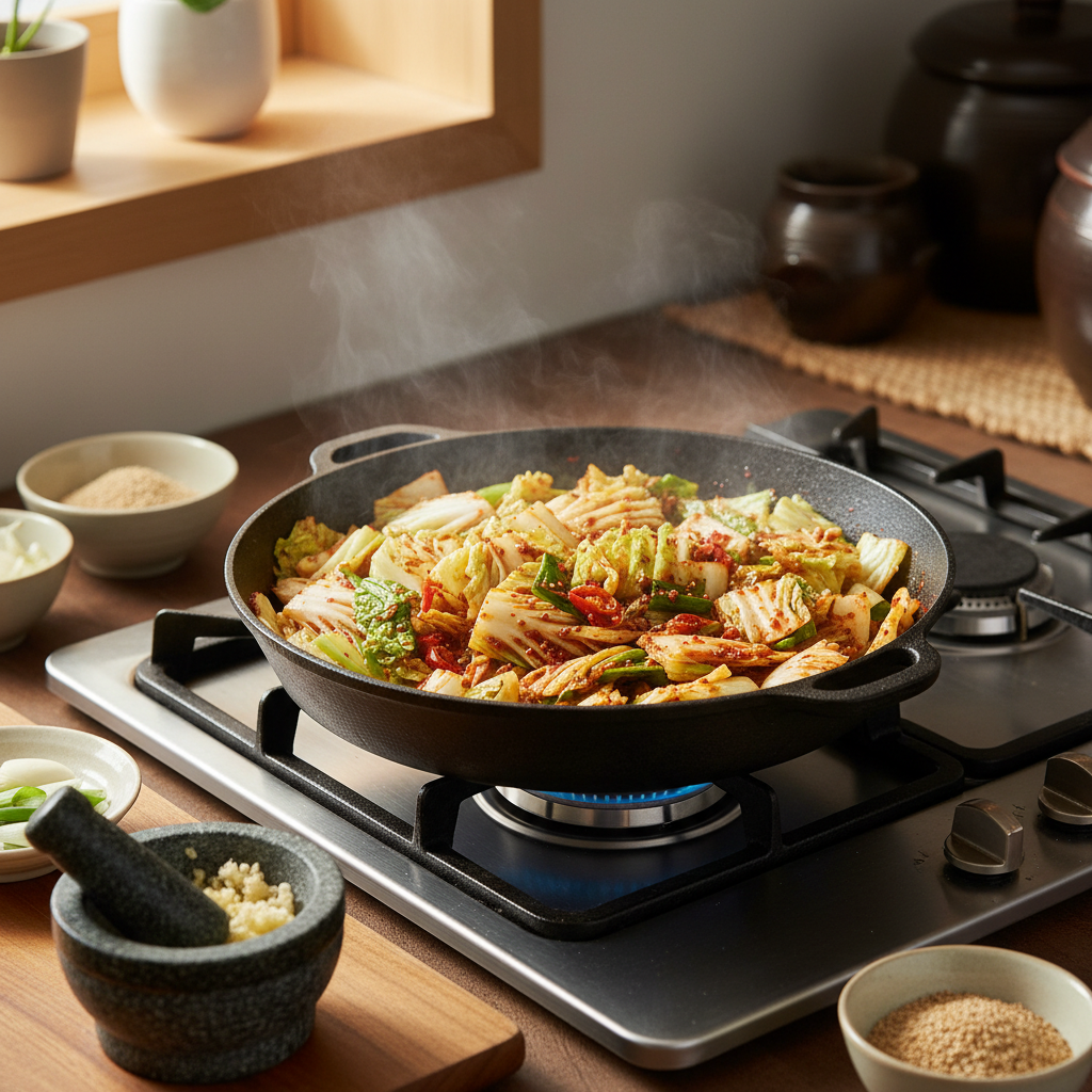 상추겉절이 처음 볶거나 끓이기 시작한 이미지